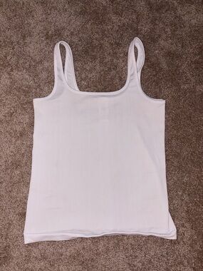 Athleta White Ribbed Tank Top - Women's Scoop Neck